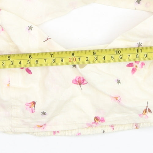 H&M Women’s Ivory Floral Linen Blend Camisole Top Size L