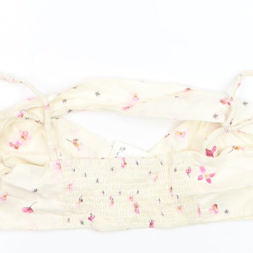 H&M Women’s Ivory Floral Linen Blend Camisole Top Size L