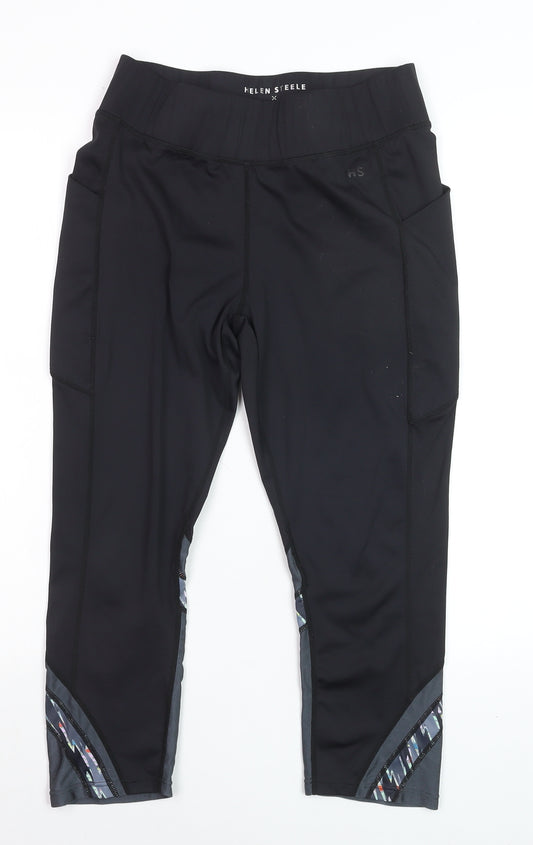 Helen Steele x Dunnes Stores Black Capri Leggings Women's M Breathable Stretch