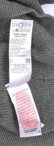 Marks and Spencer Men's Green XL 1/2 Zip Cotton Blend Jumper