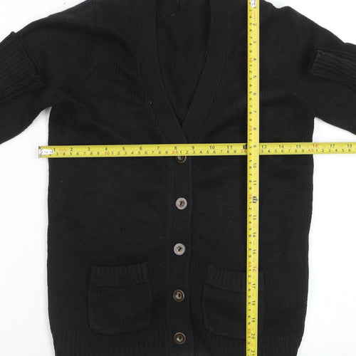 ZARA Women Black V-Neck Cardigan S Acrylic Angora Knit