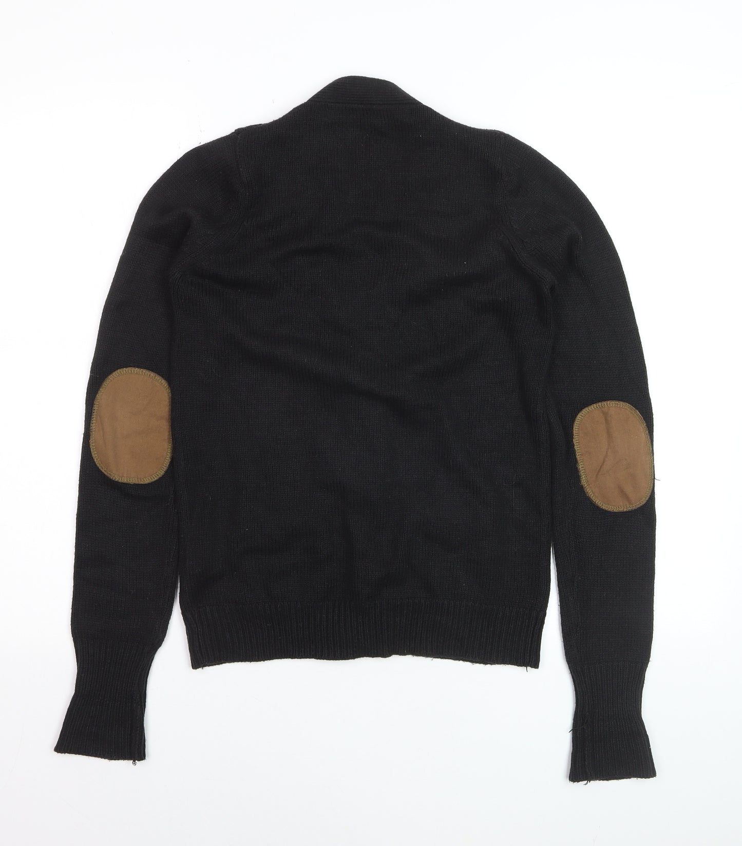 ZARA Women Black V-Neck Cardigan S Acrylic Angora Knit