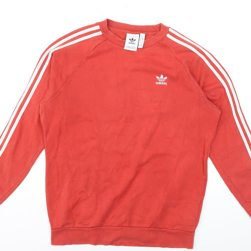 Adidas Men's Red Small Pullover Sweatshirt with 3-Stripes Logo