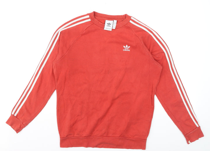 Adidas Men's Red Small Pullover Sweatshirt with 3-Stripes Logo