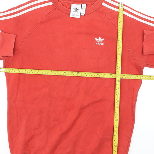 Adidas Men's Red Small Pullover Sweatshirt with 3-Stripes Logo