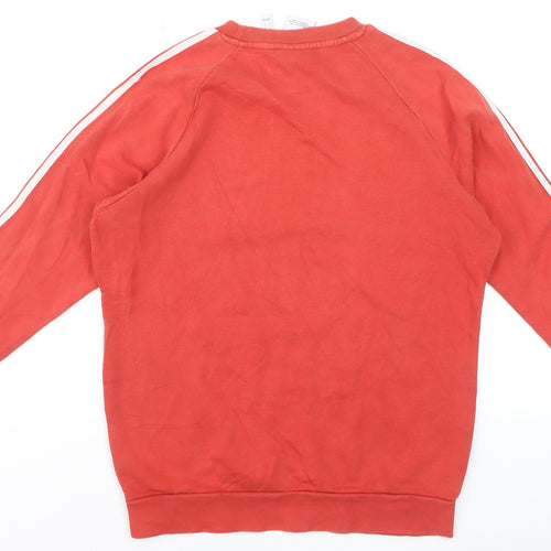 Adidas Men's Red Small Pullover Sweatshirt with 3-Stripes Logo
