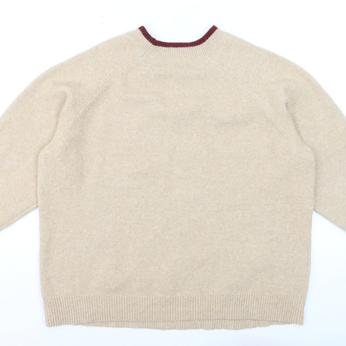 Autonomy Women Beige Embroidered Floral Plus Size 22 Crew Neck Jumper