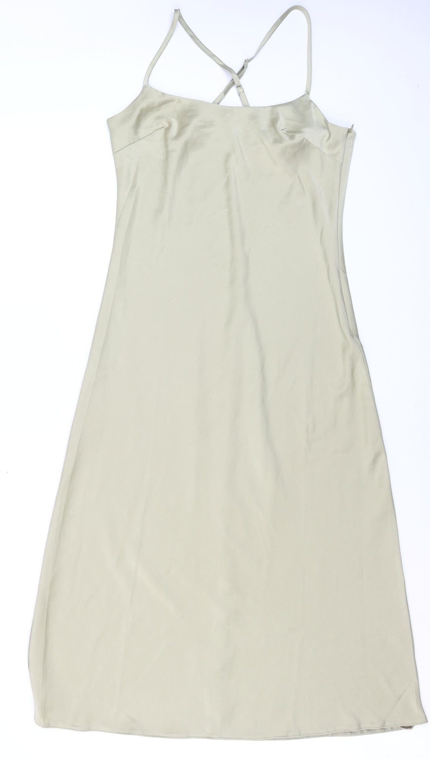 Nasty Gal Women Beige Size 12 Slip Midi Satin Dress