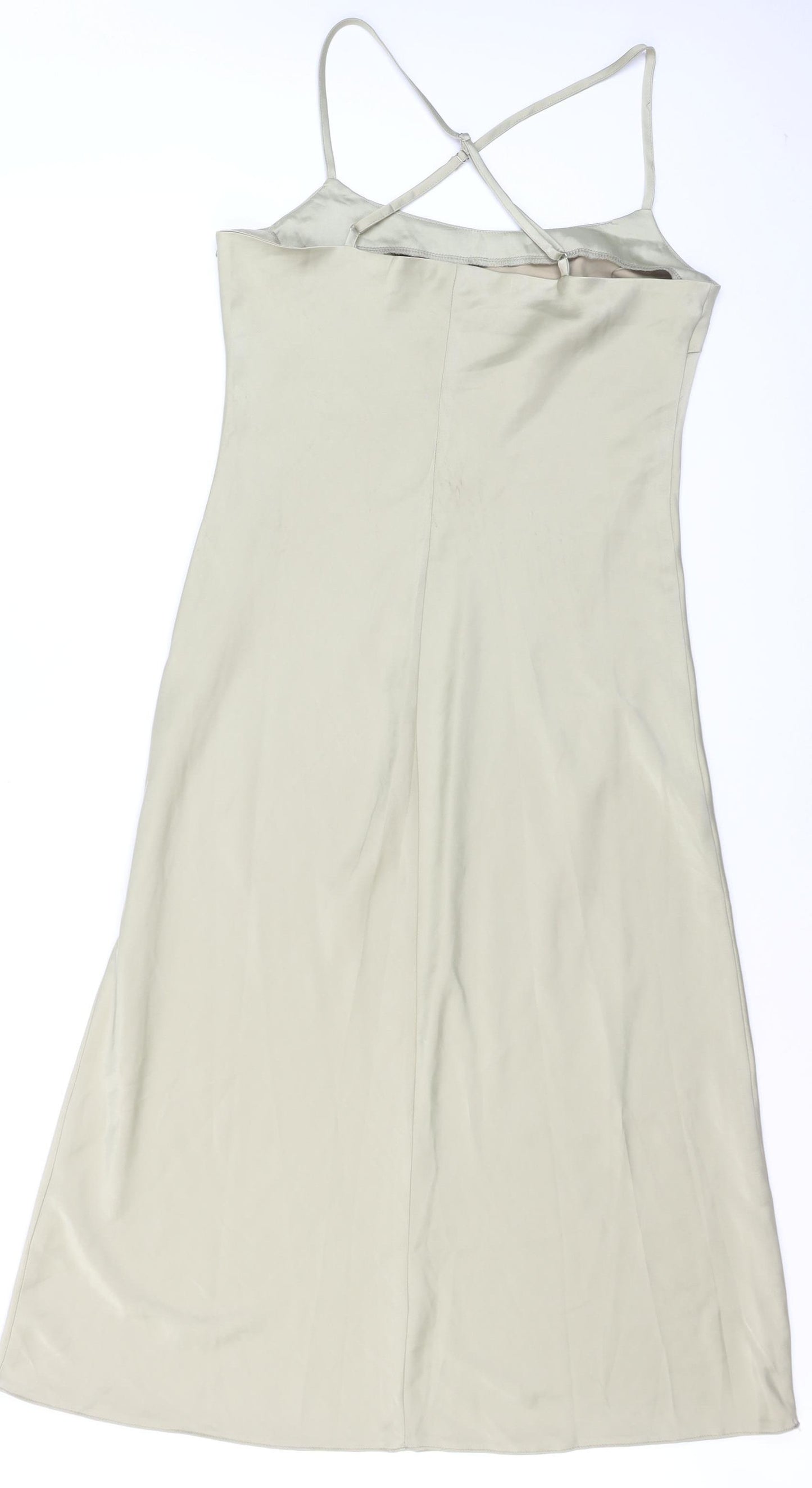 Nasty Gal Women Beige Size 12 Slip Midi Satin Dress
