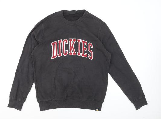 Dickies Men's Black Pullover Sweatshirt Medium Crew Neck Embroidered Logo
