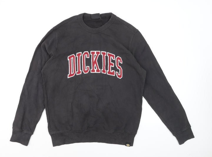 Dickies Men's Black Pullover Sweatshirt Medium Crew Neck Embroidered Logo