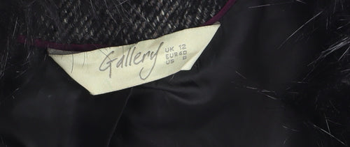 Gallery Women’s Grey Wool Blend Belted Faux Fur Collar Long Coat Size 12