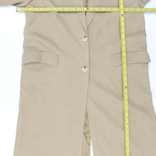 ZARA Women Beige Long Overcoat Size S Classic Business Style