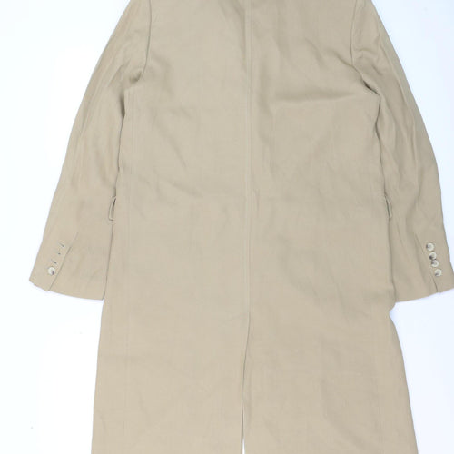 ZARA Women Beige Long Overcoat Size S Classic Business Style