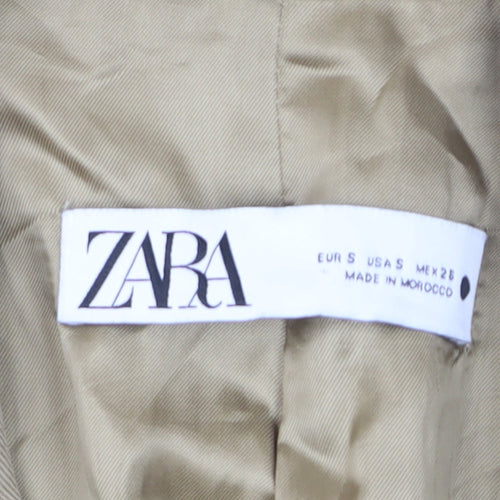 ZARA Women Beige Long Overcoat Size S Classic Business Style