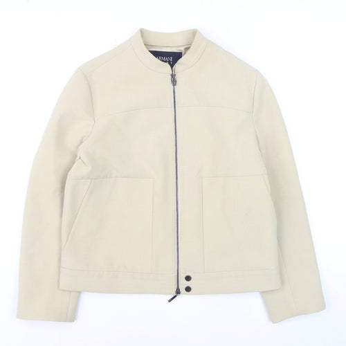 Armani Jeans Women’s Beige Short Twill Zip Jacket Size 16
