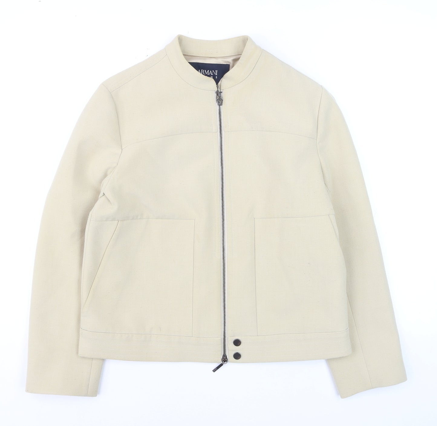 Armani Jeans Women’s Beige Short Twill Zip Jacket Size 16