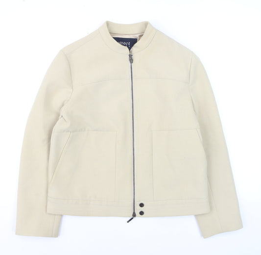 Armani Jeans Women’s Beige Short Twill Zip Jacket Size 16