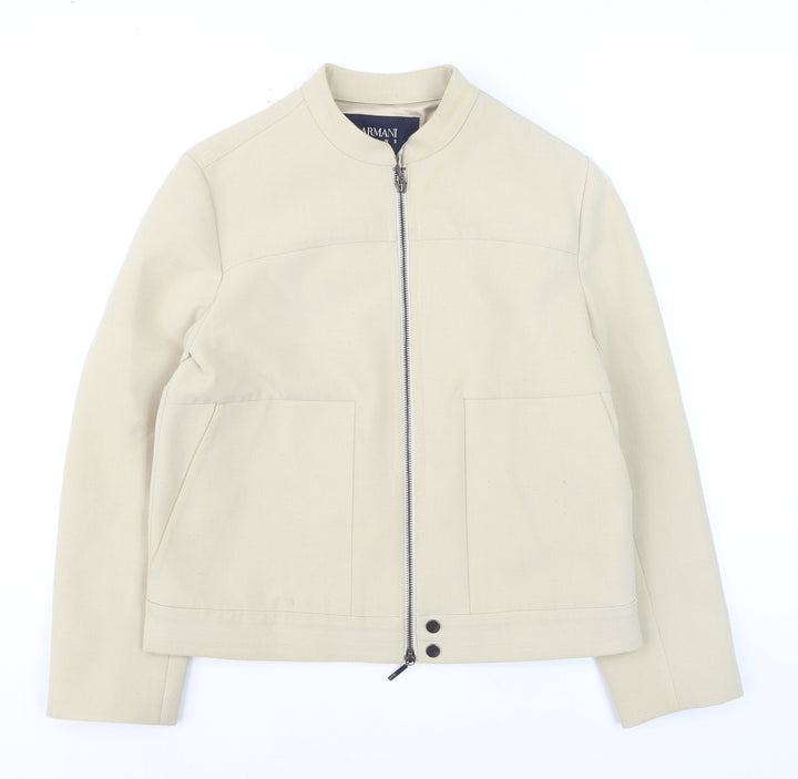 Armani Jeans Women’s Beige Short Twill Zip Jacket Size 16