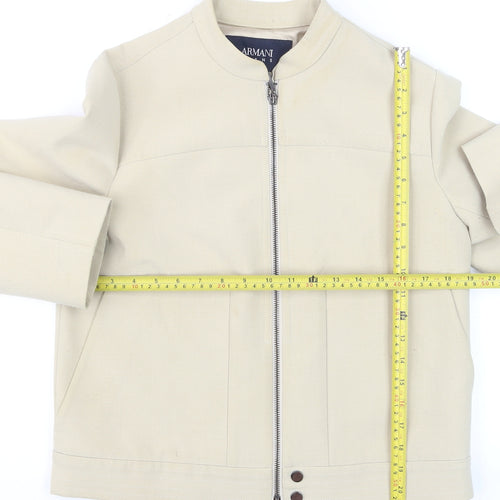 Armani Jeans Women’s Beige Short Twill Zip Jacket Size 16