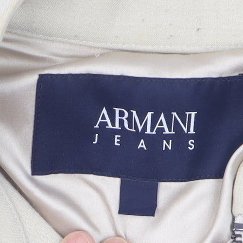 Armani Jeans Women’s Beige Short Twill Zip Jacket Size 16