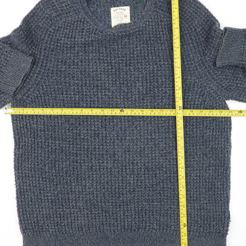 Fat Face Men's Blue Waffle-Knit Wool Pullover Jumper Size M