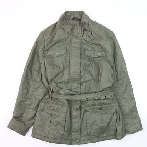 Marks and Spencer Women Green Belted Military Jacket Size 18