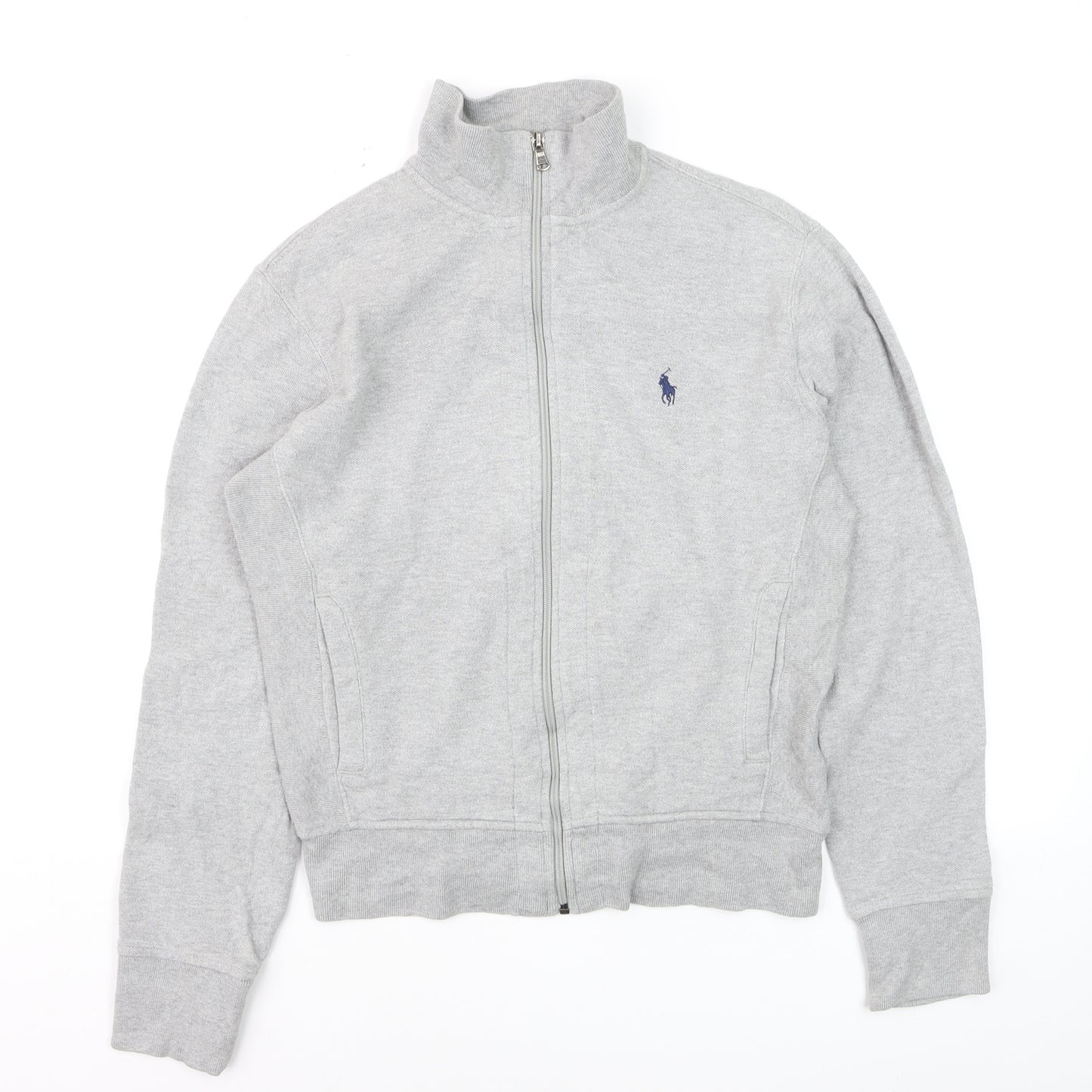 Ralph Lauren Men's Grey Full Zip Cotton Jumper Small