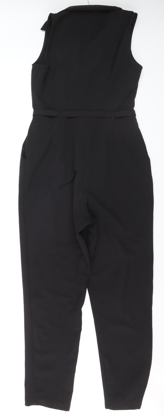 ASOS Women’s Black Sleeveless Collared Belted Jumpsuit Size 12