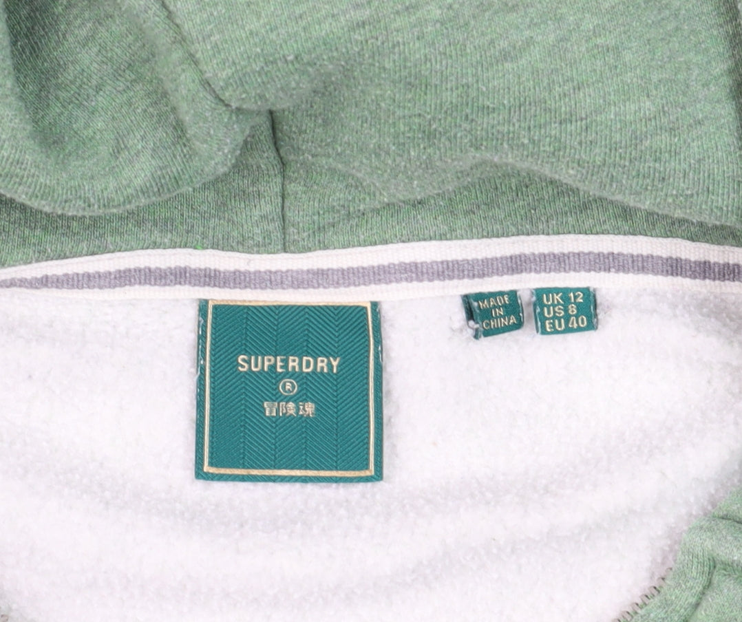 Superdry Women's Green Hoodie Jacket Size 12 Full Zip Hooded Track Style