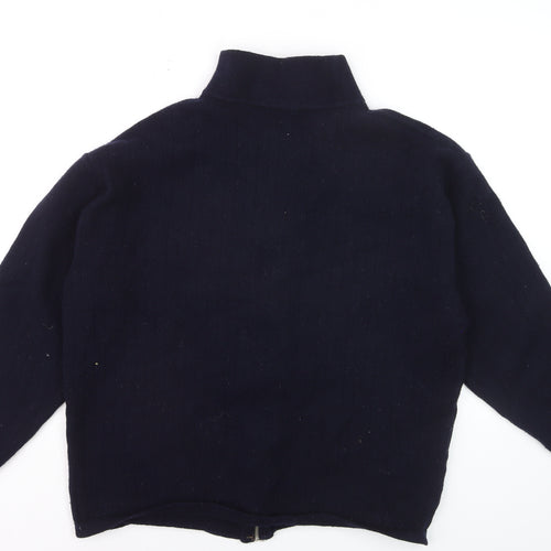 Lacoste Men's Blue Wool Full Zip Jumper 2XL High Neck Classic Knit