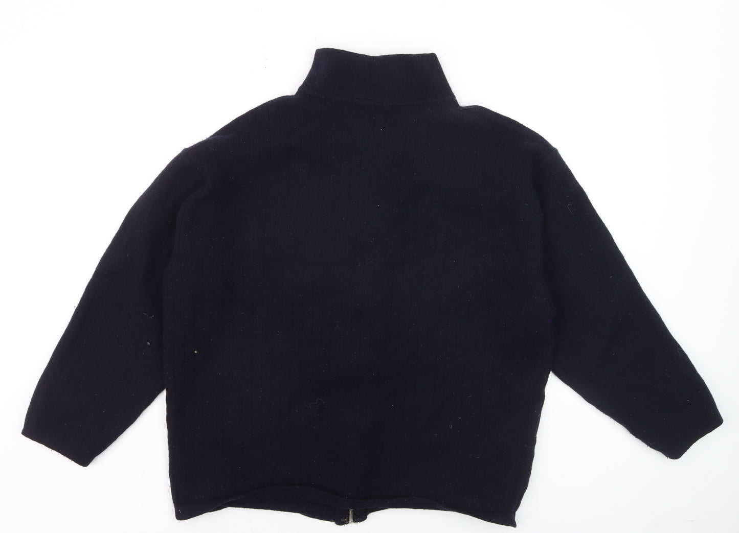 Lacoste Men's Blue Wool Full Zip Jumper 2XL High Neck Classic Knit