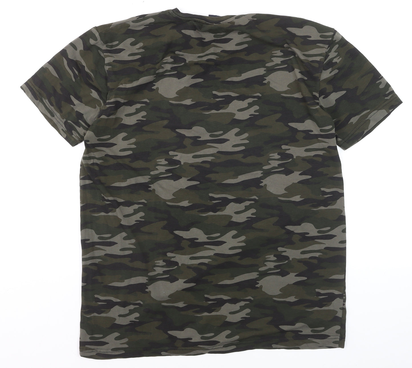 Tommy Hilfiger Men's Green Camouflage Logo Cotton T-Shirt Size L