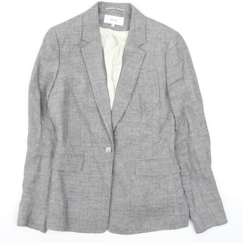 Reiss Women Grey Wool Blend Slim Fit One-Button Blazer UK 10