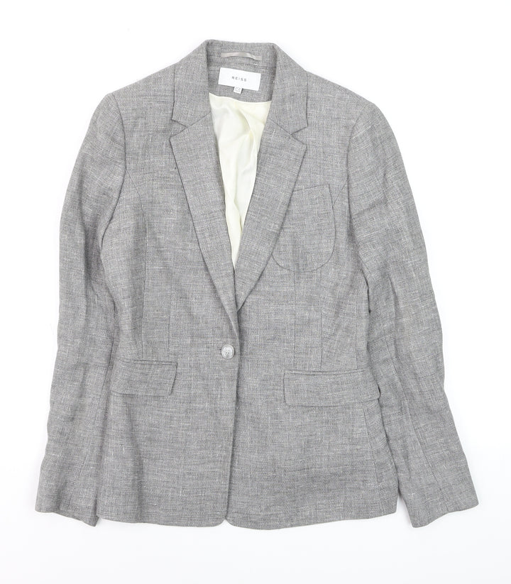 Reiss Women Grey Wool Blend Slim Fit One-Button Blazer UK 10