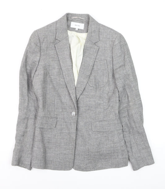 Reiss Women Grey Wool Blend Slim Fit One-Button Blazer UK 10