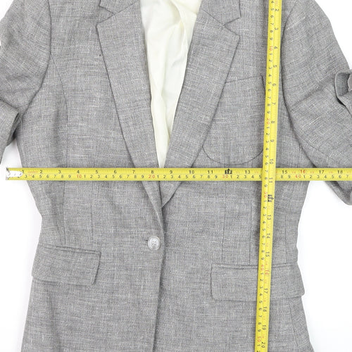 Reiss Women Grey Wool Blend Slim Fit One-Button Blazer UK 10