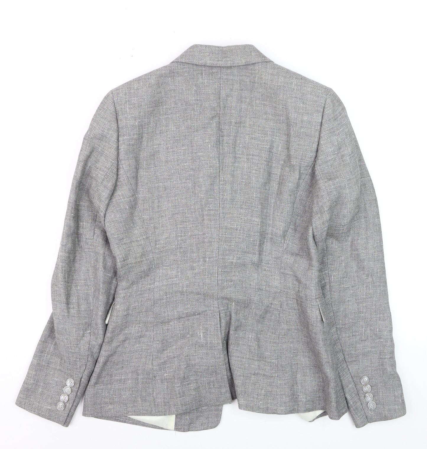 Reiss Women Grey Wool Blend Slim Fit One-Button Blazer UK 10