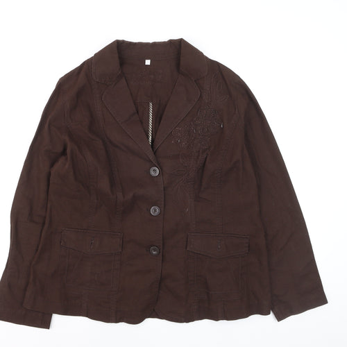 Rocha John Rocha Petite Women’s Brown Linen Blend Blazer Size 18