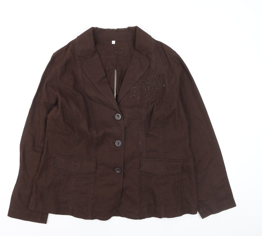 Rocha John Rocha Petite Women’s Brown Linen Blend Blazer Size 18