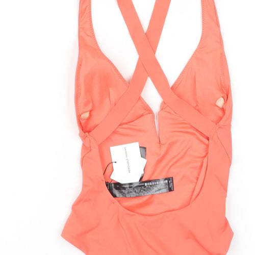Zara Women Orange One Piece Swimsuit XS Polyamide Elastane