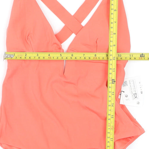 Zara Women Orange One Piece Swimsuit XS Polyamide Elastane