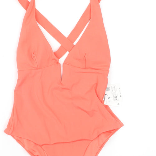 Zara Women Orange One Piece Swimsuit XS Polyamide Elastane