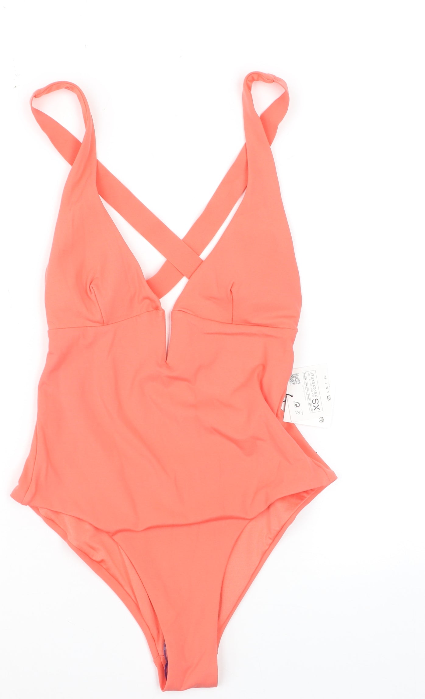 Zara Women Orange One Piece Swimsuit XS Polyamide Elastane