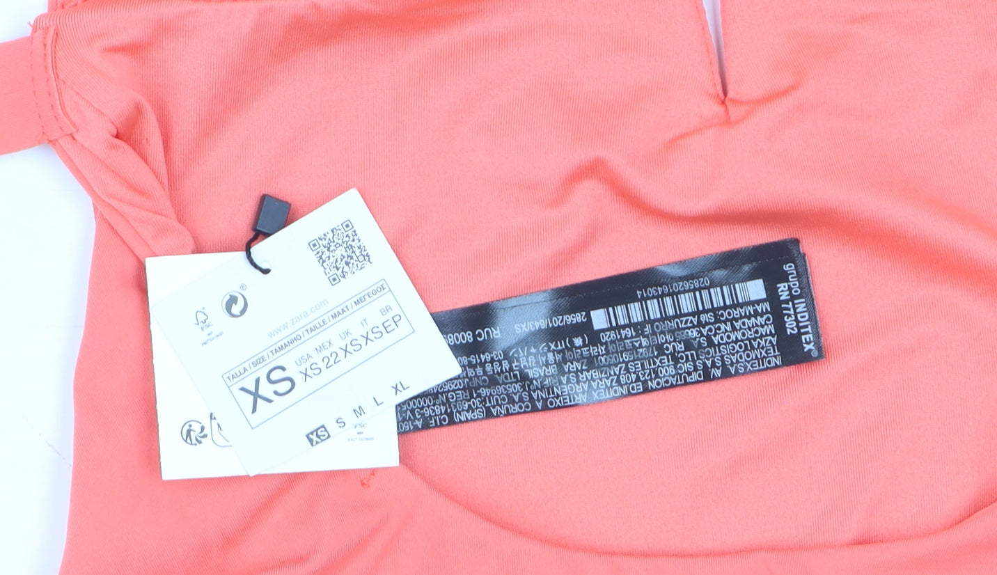 Zara Women Orange One Piece Swimsuit XS Polyamide Elastane