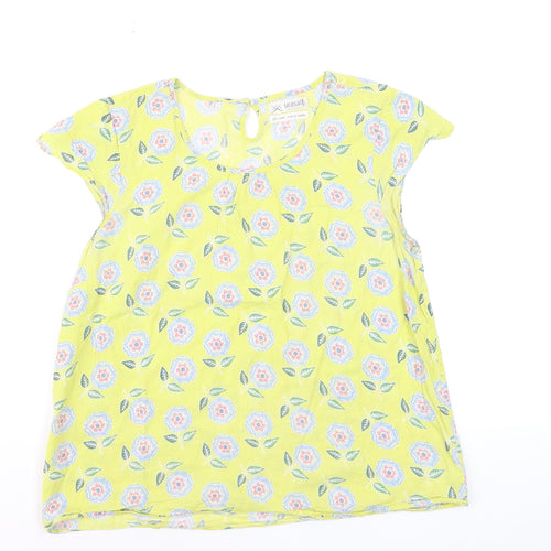 Seasalt Women’s Yellow Floral Cotton Tunic Blouse Size 12