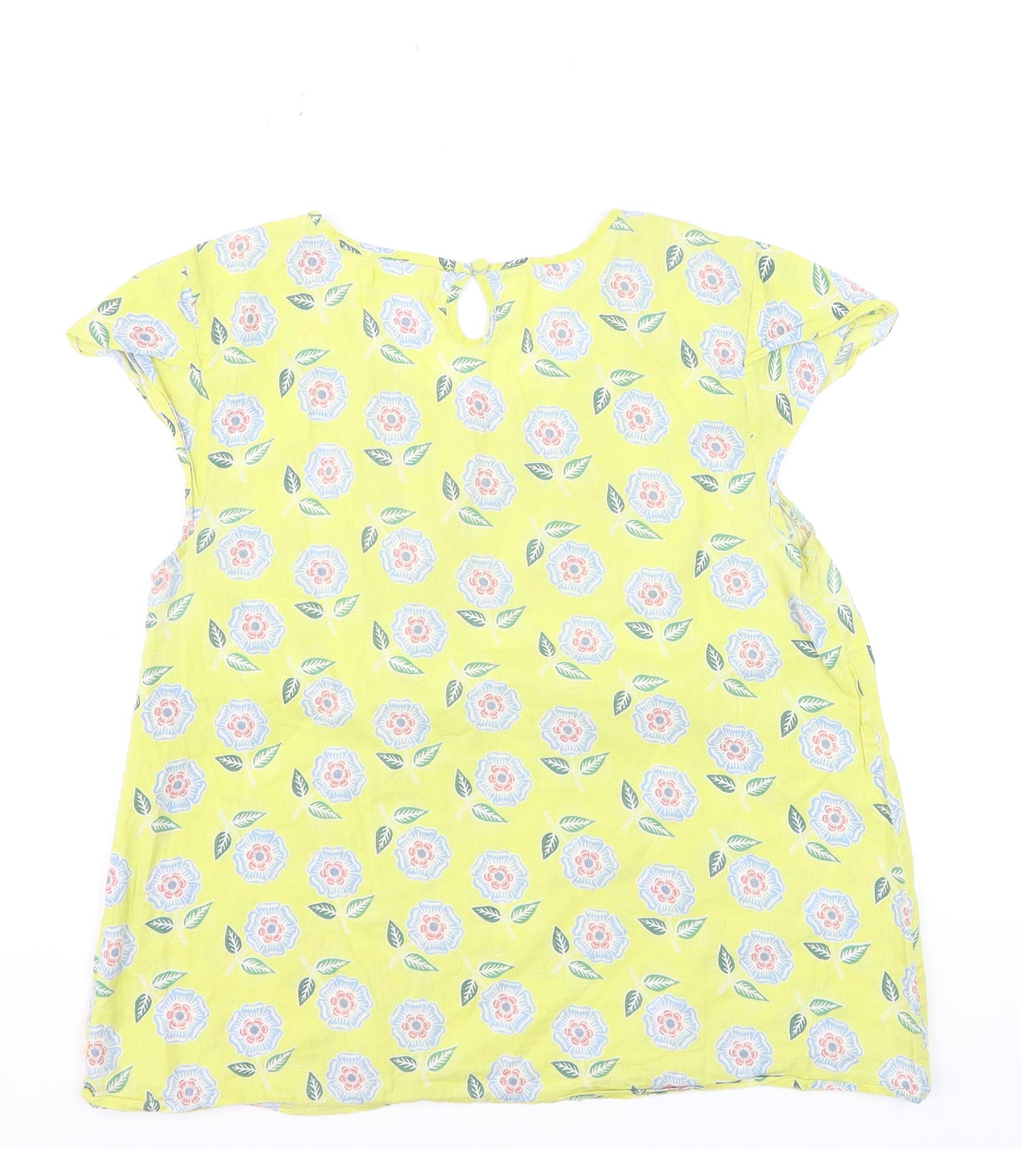 Seasalt Women’s Yellow Floral Cotton Tunic Blouse Size 12