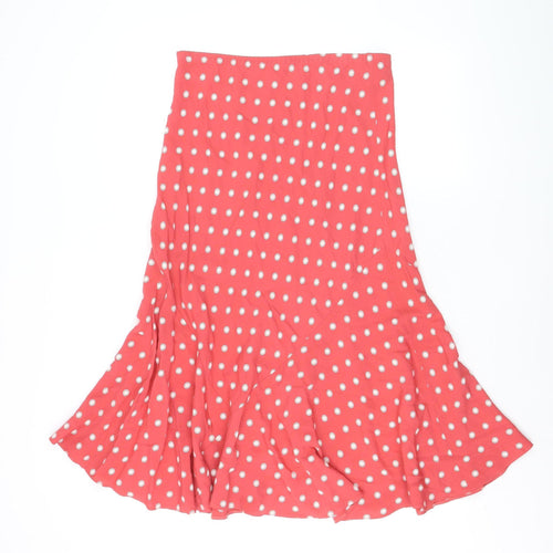 Marks & Spencer Women Pink Polka Dot Flare Skirt Size 12