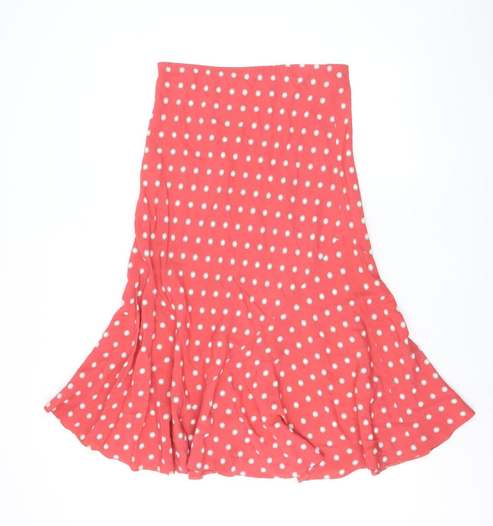 Marks & Spencer Women Pink Polka Dot Flare Skirt Size 12