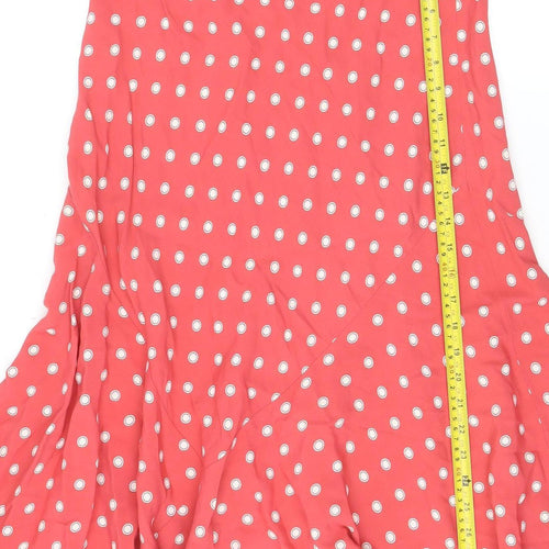 Marks & Spencer Women Pink Polka Dot Flare Skirt Size 12